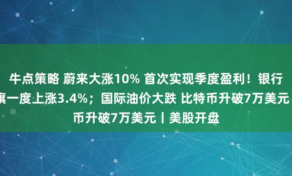牛点策略 蔚来大涨10% 首次实现季度盈利！银行股反弹 花旗一度上涨3.4%；国际油价大跌 比特币升破7万美元丨美股开盘